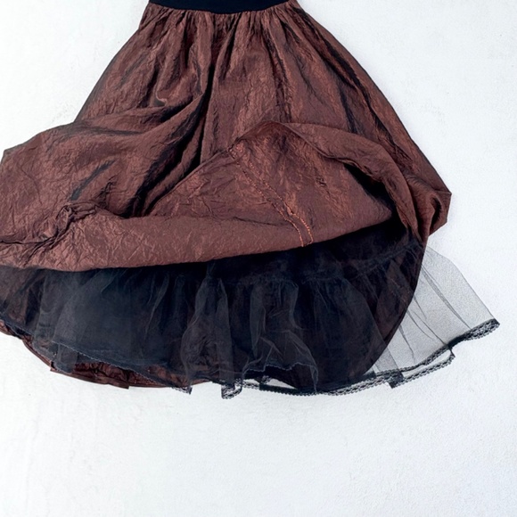 VTG 80s RICKI LANG for Nuit Ball Gown Woven Crinkled-Skirt Whimsigoth Womens 12 - Picture 8 of 16